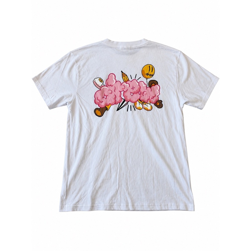 Drew House Doodle Joy SS Tee White Men's Medium Graphic T-Shirt Justin Bieber